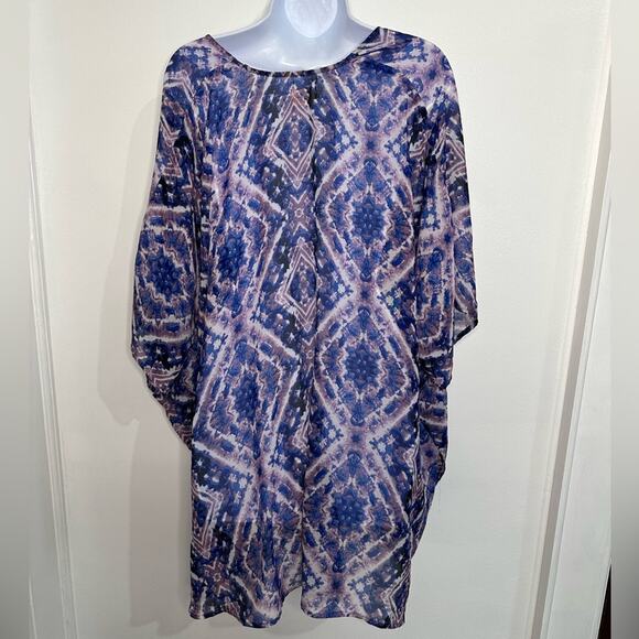 Show Me Your Mumu Swimsuit Cover Up, Size Medium, Purple Blue, Abstract Design - Picture 7 of 8